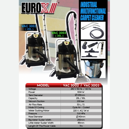 EUROX  VAC3002 (FINAL) INDUSTRIAL MULTIFUNCTIONAL CARPET CLEANER
