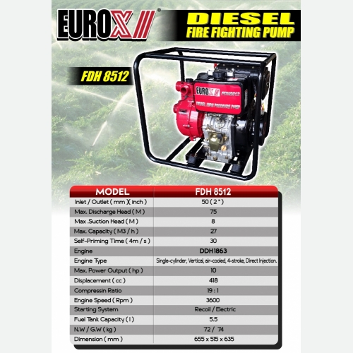 EUROX FDH 8512 ( L ) DIESEL FIRE FIGHTING PUMP