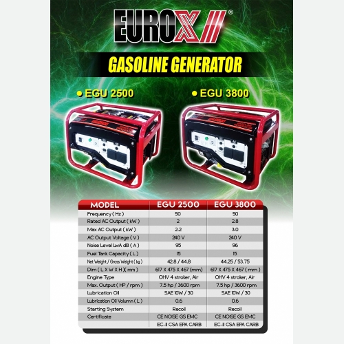 EUROX GASOLINE GENERATOR(new) EGU2500 EGU3800