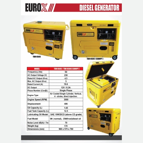 EUROX TDH6503 6504 DIESEL GENERATOR