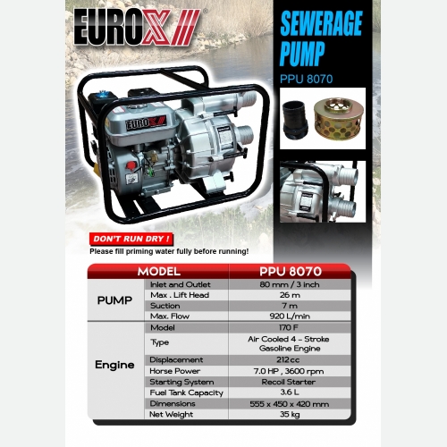 EUROX PPU 8070 (L) SEWERAGE PUMP