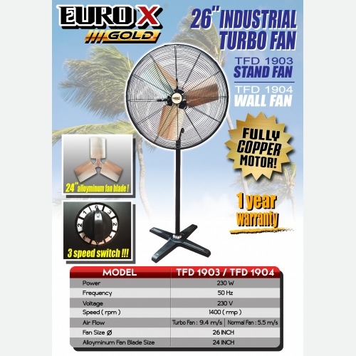 EUROX TFD1903 1904 (L) 26'' INDUSTRIAL TURBO STAND FAN