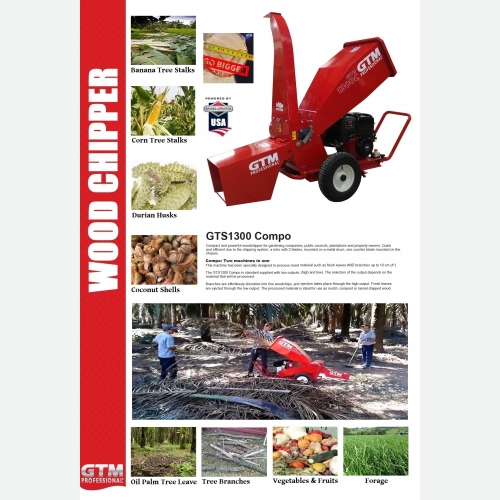 GTS1300 B&S 13.5HP WOOD CHIPPER MACHINE