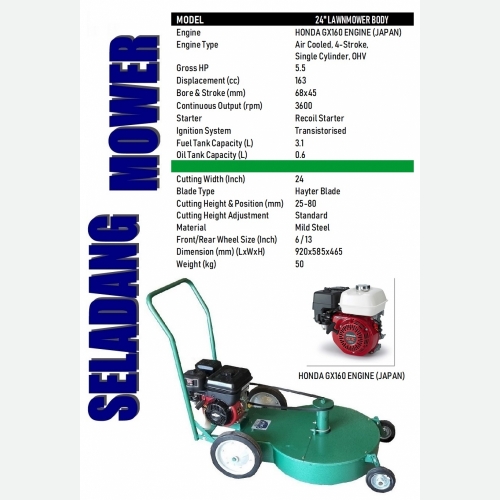 24'' LAWN MOWER WITH HONDA GX160 5HP