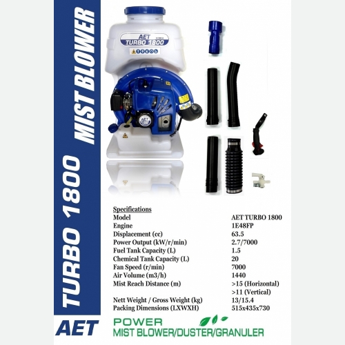 AET TURBO 1800 MIST BLOWER