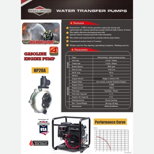 B&S 6.5HP 2HP20A ENGINE WATER TRANSFER PUMP