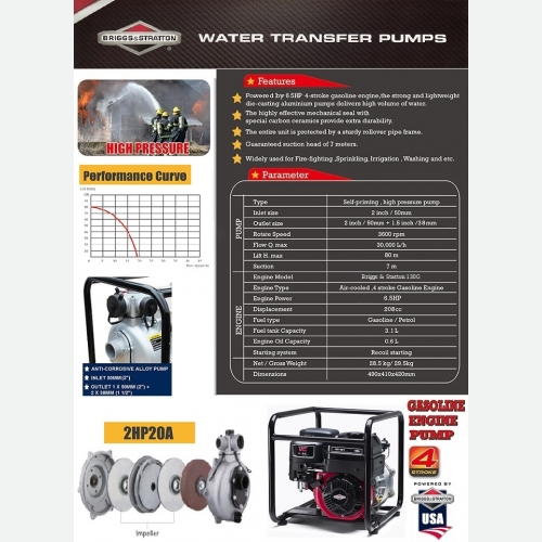 B&S 6.5HP 2HP20A ENGINE WATER TRANSFER PUMP