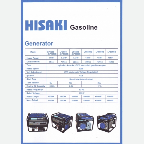 HISAKI GASOLINE GENERATOR LP1250
