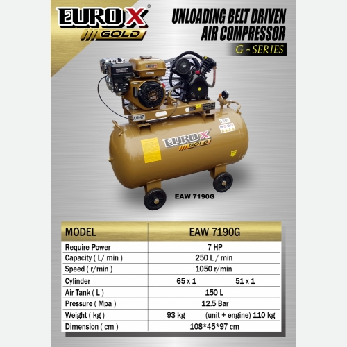 EURO X EAW 7190G (L) Unloading Belt Driven Air Compresso