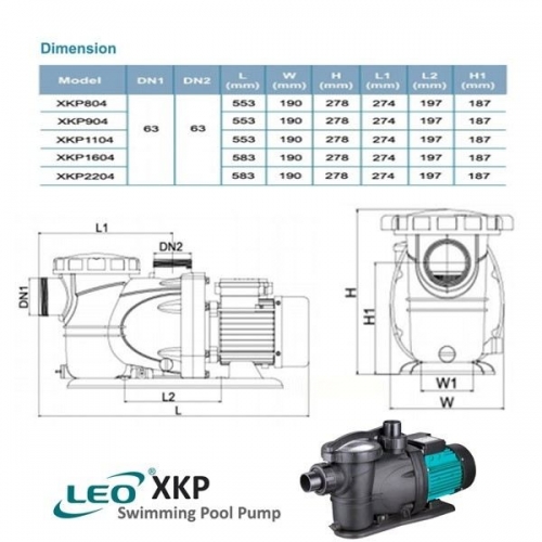 LEO XKP1104 Swimming Pool Pump (1100W/375Lmin/50mm)