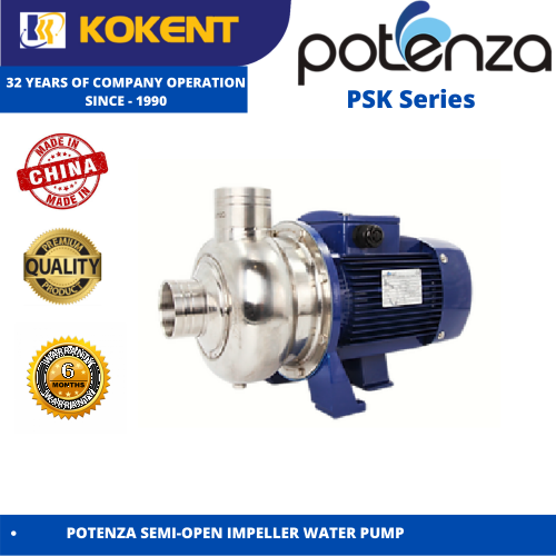 POTENZA SEMI-OPEN IMPELLER STAINLESS STEEL WATER PUMP