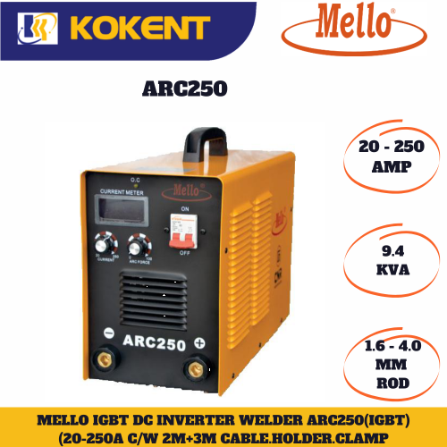 MELLO ARC250(IGBT) 1 PHASE INVERTER WELDING MACHINE