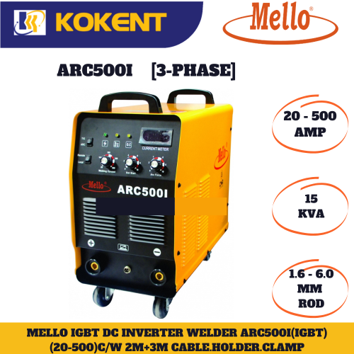 MELLO ARC500I(IGBT) 3 PHASE INVERTER WELDING MACHINE