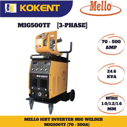 MELLO MIG500TF (IGBT) 3 PHASE INVERTER CO2 GAS SHIELD WELDING MACHINE