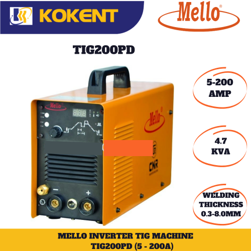 MELLO TIG-200PD INVERTER DC DIGITAL TIG/MMA PULSE WELDING MACHINE