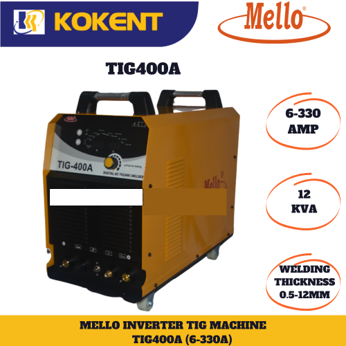 MELLO TIG400A DC TIG/ARC (IGBT) 3 PHASE INVERTER WELDING MACHINE