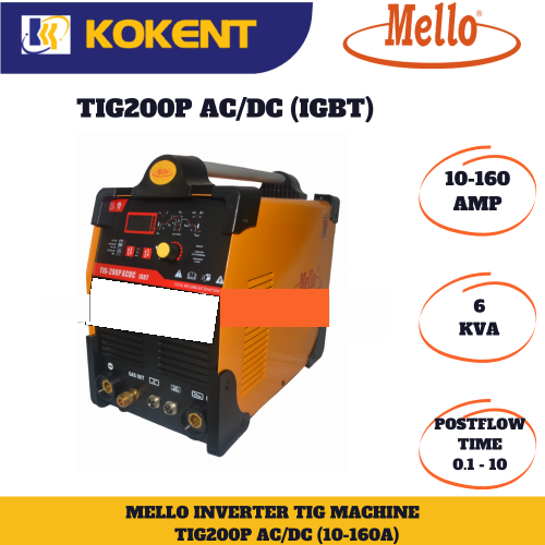 MELLO TIG200P AC/DC(IGBT) 1 PHASE SQUARE WAVE PULSE TIG WELDING MACHINE