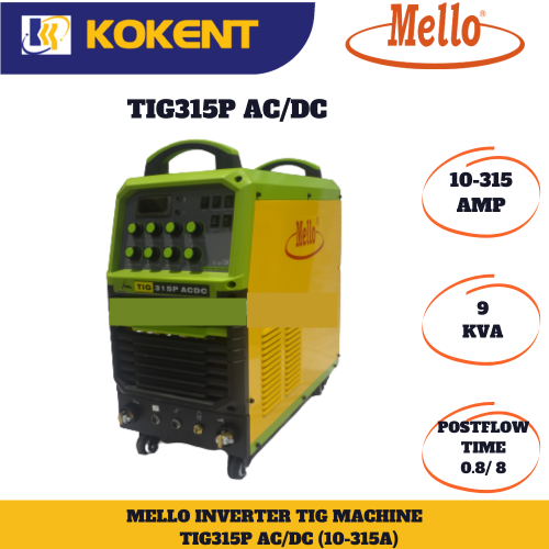 MELLO TIG315P AC/DC(MOS) 1 PHASE SQUARE WAVE PULSE TIG WELDING MACHINE