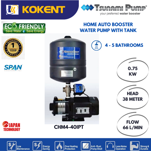 SUNAMI HOME BOOSTER WATER PUMP WITH PRESSURE TANK (1.0HP) CMH4-40-IPT
