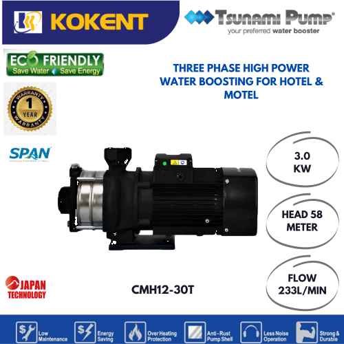 TSUNAMI HREE PHASE HIGH POWER WATER BOOSTING FOR HOTEL & MOTEL CMH12-30T