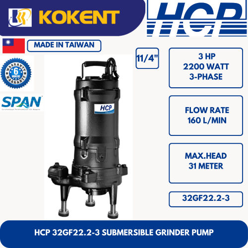 HCP SUBMERSIBLE GRINDER PUMP 32GF22.2-3