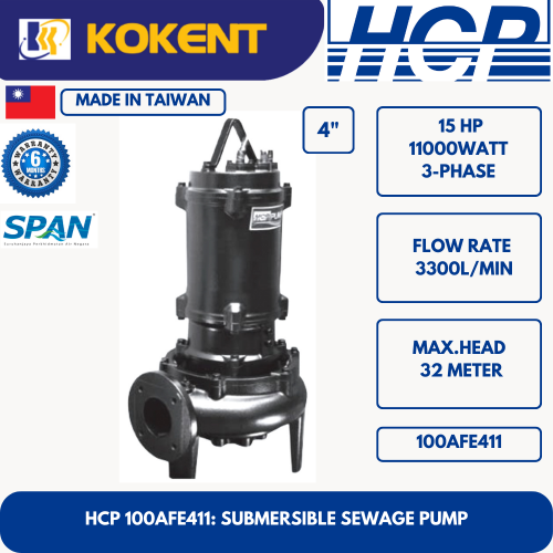 HCP SUBMERSIBLE SEWAGE WATER PUMP 100AFE411-3