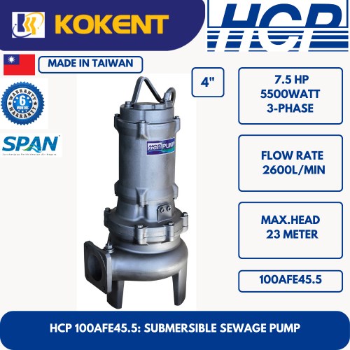 HCP SUBMERSIBLE SEWAGE WATER PUMP 100AFE45.5-3