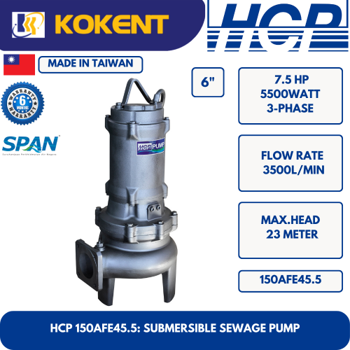 HCP SUBMERSIBLE SEWAGE WATER PUMP 100AFE45.5-3