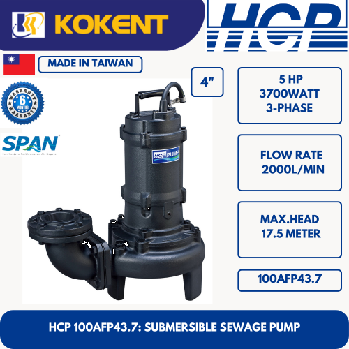 HCP SUBMERSIBLE SEWAGE WATER PUMP 100AFP43.7