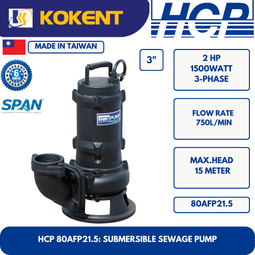 HCP SUBMERSIBLE SEWAGE WATER PUMP 80AFP21.5-3