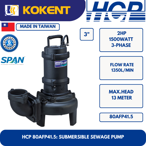 HCP SUBMERSIBLE SEWAGE WATER PUMP 80AFP41.5