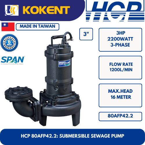 HCP SUBMERSIBLE SEWAGE WATER PUMP 80AFP42.2