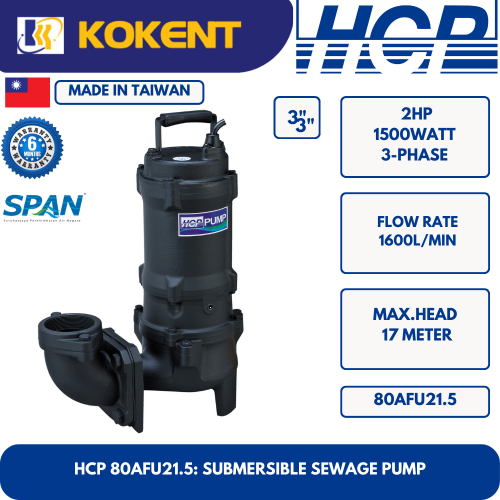 HCP SUBMERSIBLE SEWAGE WATER PUMP 80AFU21.5