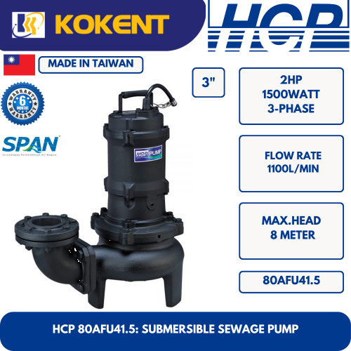 HCP SUBMERSIBLE SEWAGE WATER PUMP 80AFU41.5