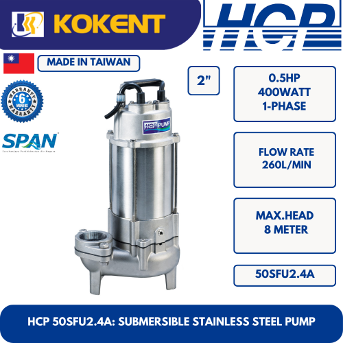 HCP SUBMERSIBLE STAINLESS STEEL WATER PUMP 50SFU2.4A