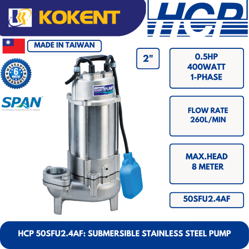 HCP SUBMERSIBLE STAINLESS STEEL WATER PUMP 50SFU2.4AF