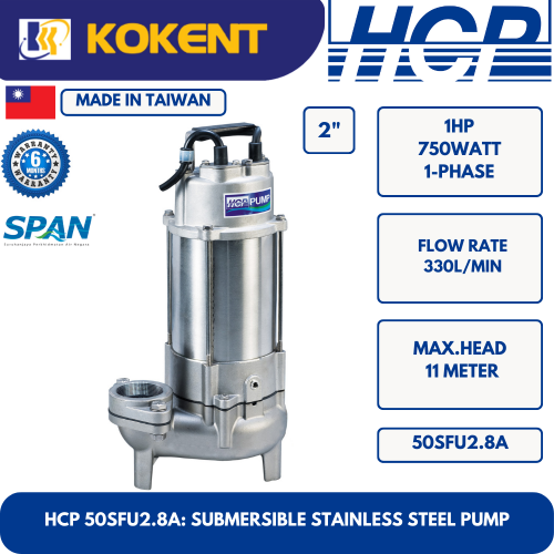 HCP SUBMERSIBLE STAINLESS STEEL WATER PUMP 50SFU2.8A