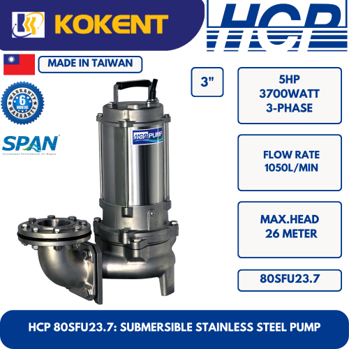 HCP SUBMERSIBLE STAINLESS STEEL WATER PUMP 80SFU23.7