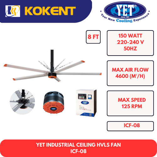 YET INDUSTRIAL CEILING HVLS FAN ICF-08