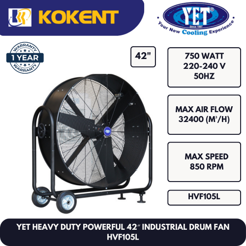 YET HEAVY DUTY POWERFUL 42″ INDUSTRIAL DRUM FAN HVF-105L