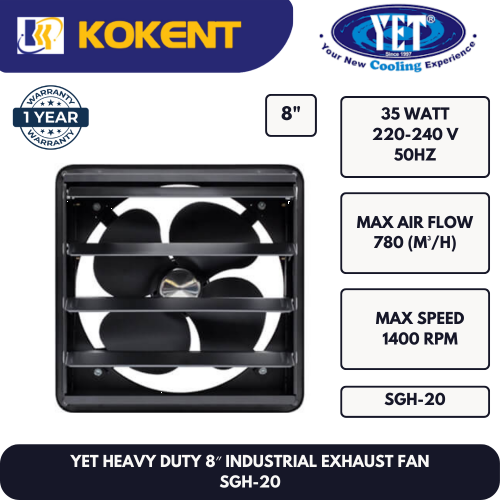 YET HEAVY DUTY 8″ INDUSTRIAL EXHAUST FAN SGH-20