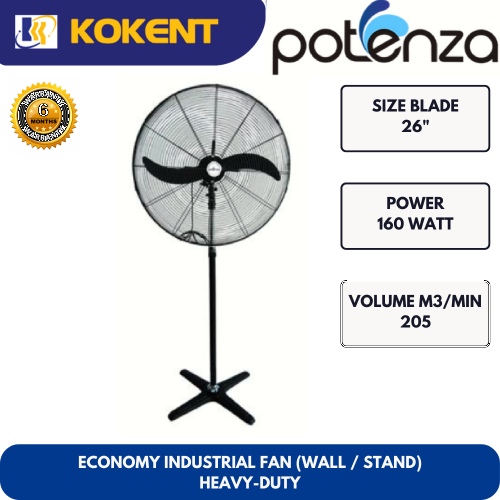 POTENZA ECONOMY INDUSTRIAL FAN (WALL/STAND) - HEAVY DUTY