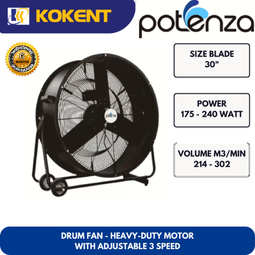 POTENZA DRUM FAN - HEAVY DUTY WITH ADJUSTABLE 3 SPEED