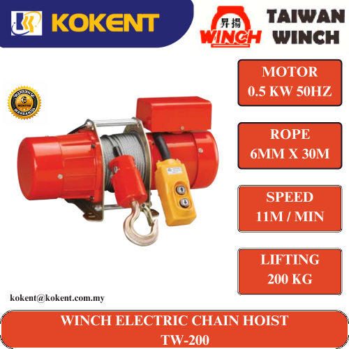 TAIWAN WINCH ELECTRIC CHAIN HOIST TW-200