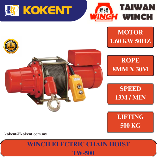 TAIWAN WINCH ELECTRIC CHAIN HOIST TW-500