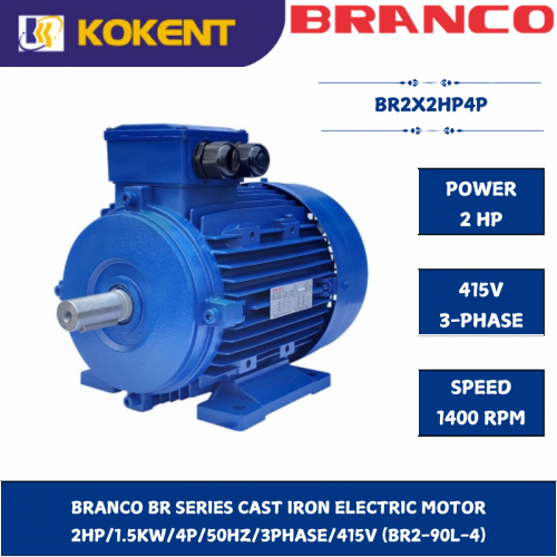 BRANCO BR SERIES CAST IRON ELECTRIC MOTOR  2HP/1.5KW/4P/50HZ/3PHASE/415V (BR2-90L-4)