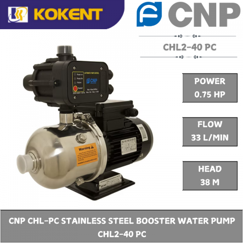 CNP CHL-PC STAINLESS STEEL BOOSTER WATER PUMP  CHL2-40 PC