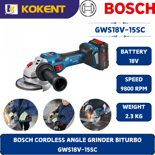 BOSCH HEADY DUTY CORDLESS ANGLE GRINDER GWS18V-15SC BITURBO(5