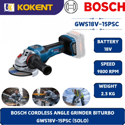 BOSCH HEADY DUTY CORDLESS ANGLE GRINDER GWS18V-15PSC BITURBO(5