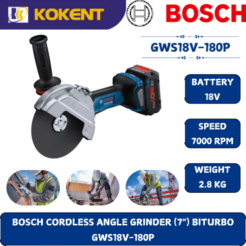 BOSCH HEADY DUTY CORDLESS ANGLE GRINDER GWS18V-180P BITURBO(7